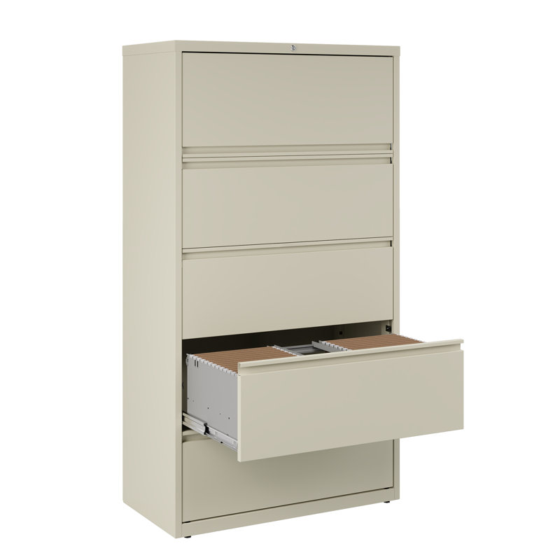 Harietta 36'' Wide 5 -Drawer Steel File Cabinet, Putty