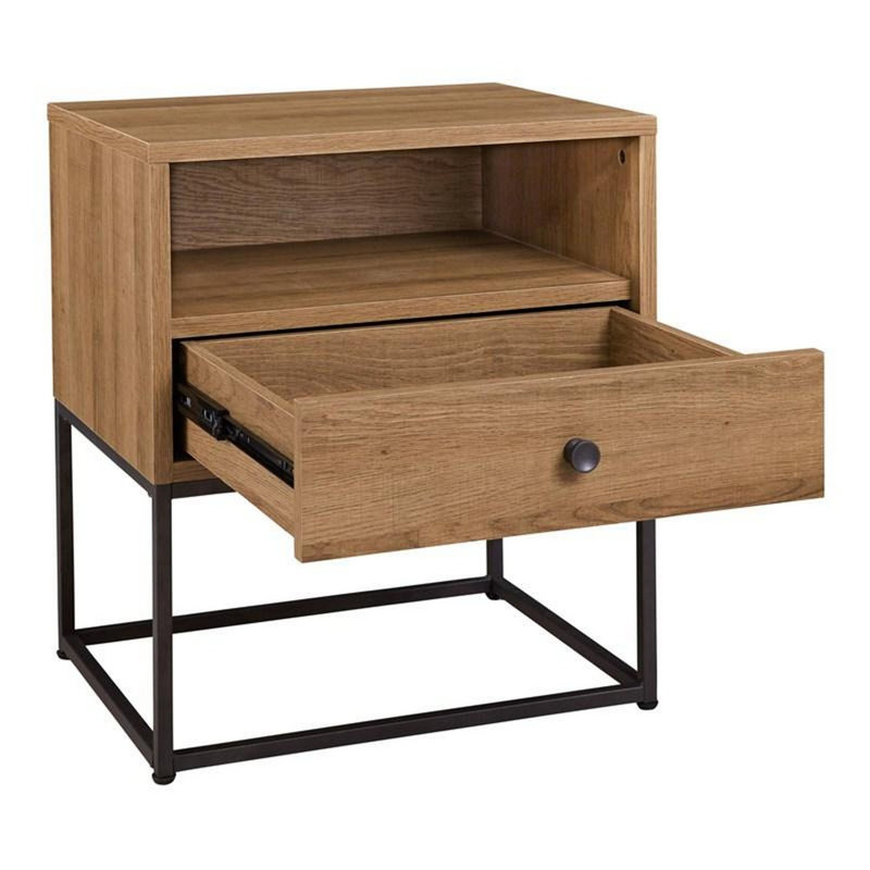 Table de chevet moderne en bois 22 po Pisco Mila, base ouverte, brun clair