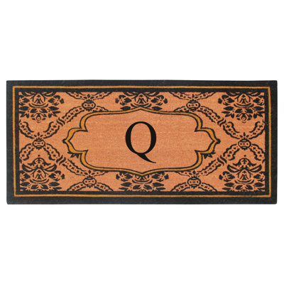 Albertina Monogrammed Natural Coir Door Mat – Ornate Scrollwork Design, 30" × 60", Heavy-Duty, Durable & Easy to Clean