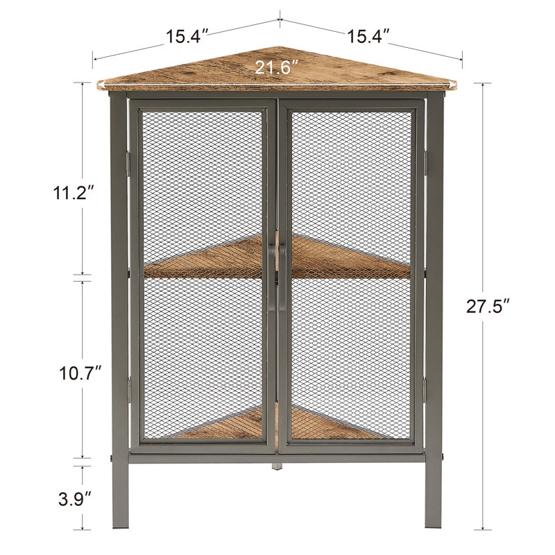 2 - Door Corner Accent Cabinet, Light Gray/Light Brown
