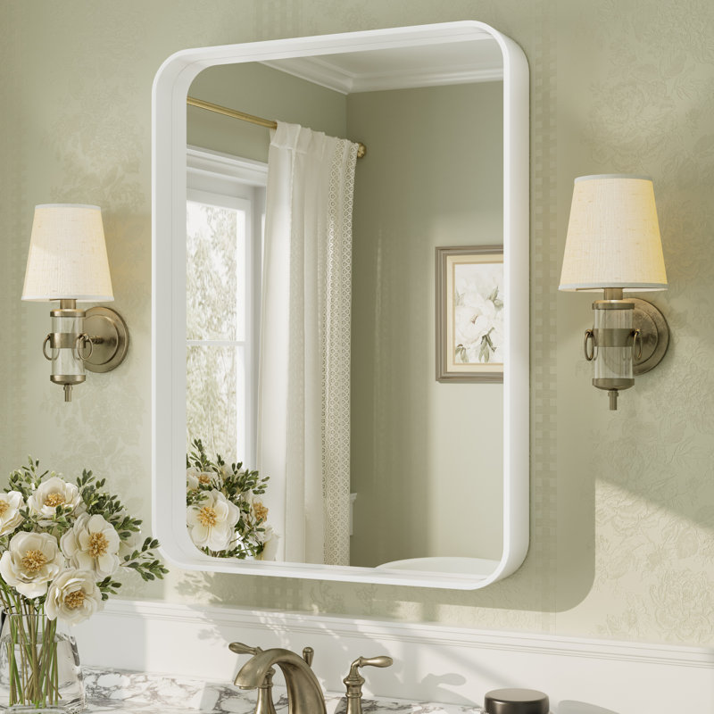 Miroir mural Aevar, 30 po x 22 po, Blanc mat