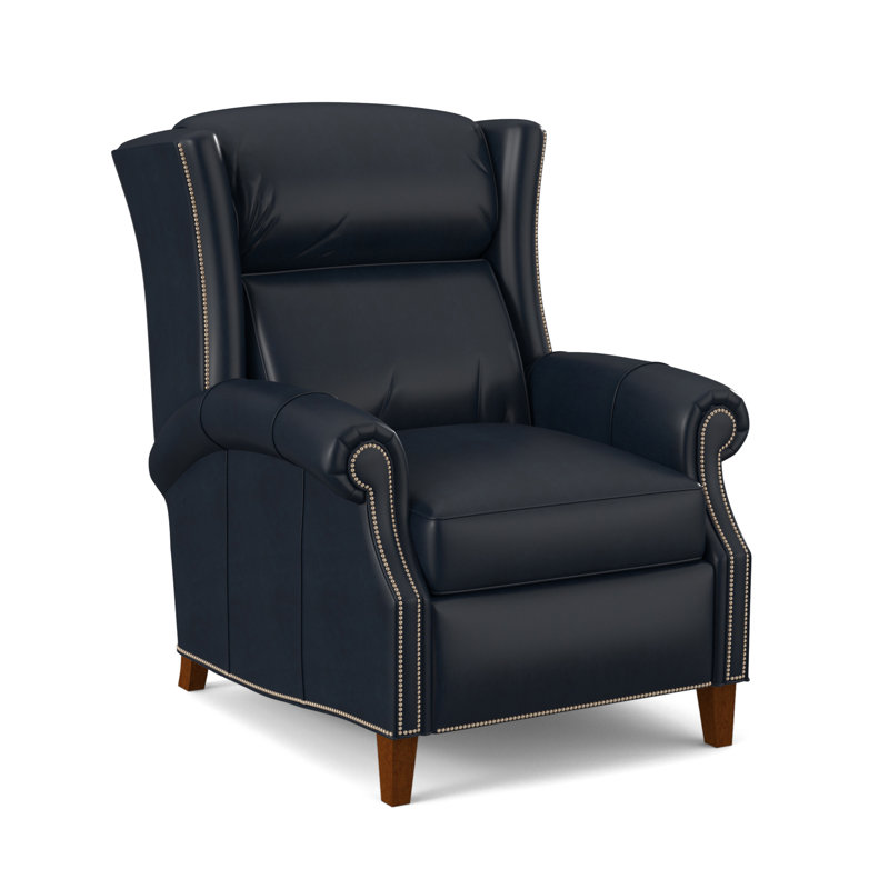 Broderick Recliner, #9 Nickel, Outsider Raven Genuine Leather, New Classiques