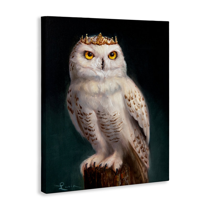 «Snowy Owl King», toile par Lucia Heffernan, H 20 po x l 16 po