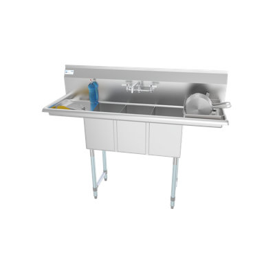 54'' L x 21'' W Stainless Steel Freestanding Service Sink with Faucet
