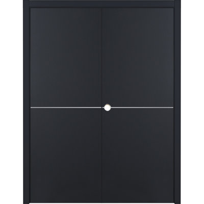  Double porte intérieure moderne en stratifié pré-suspendu doux 48 po x 80 po