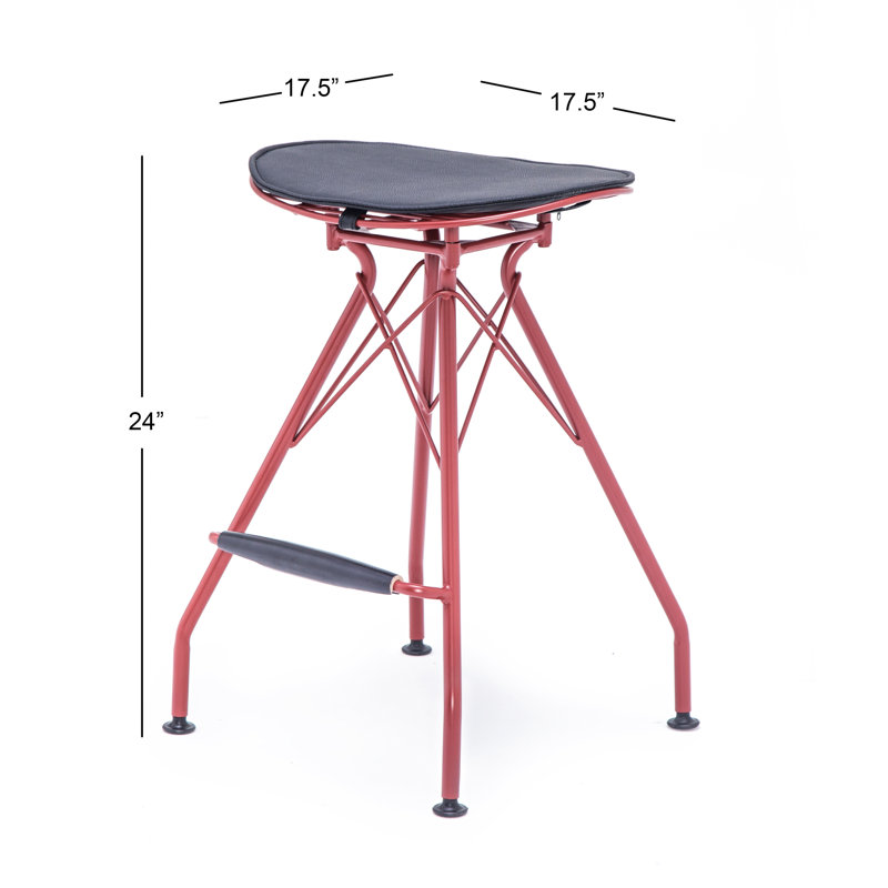 Belgr Upholstered Counter Stool with Metal Frame, Black, Counter Stool (24" Seat Height)