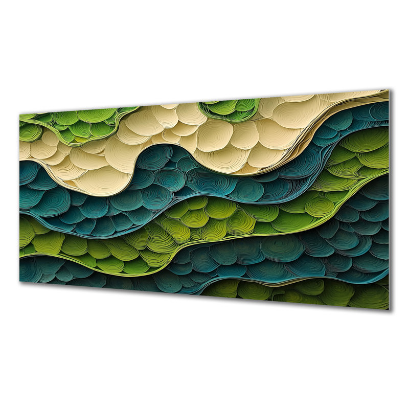 Biomorphism Earth Rhythm In Chaos VI - Art mural abstrait en métal pour salon, H 28 po x l 60 po
