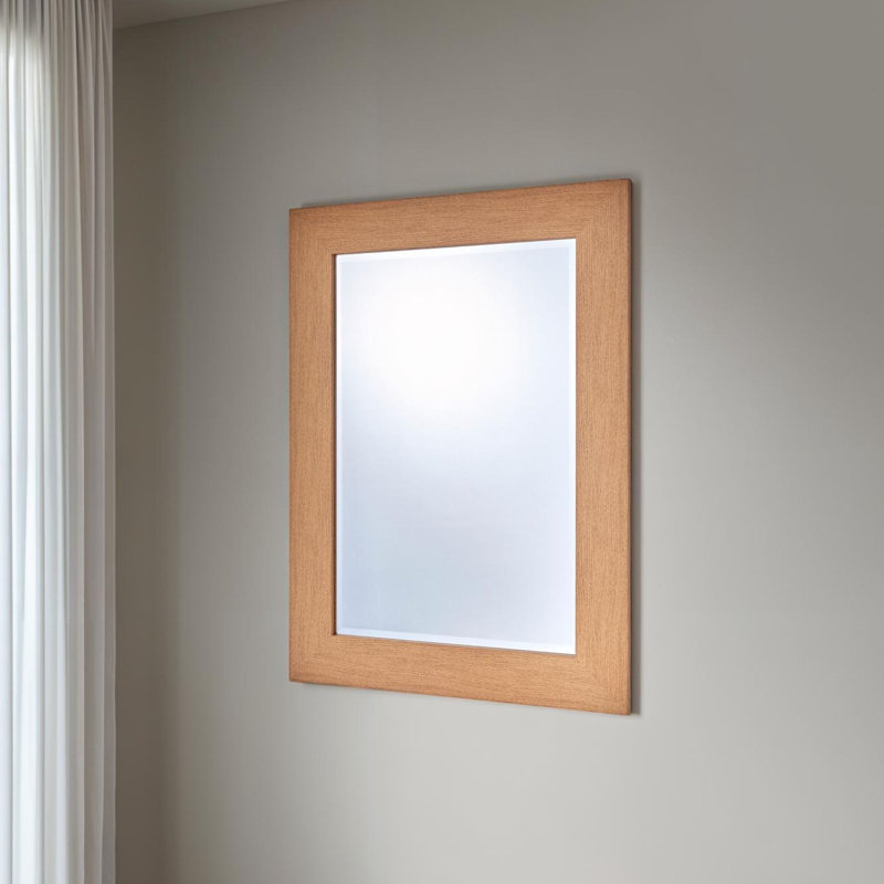 Marylou Oak Effect Framed Wall Mounted Accent Mirror, 68cm H x 93.5cm W