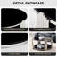 Table basse moderne à deux niveaux avec plateau en verre trempé et structure en acier inoxydable-893927201