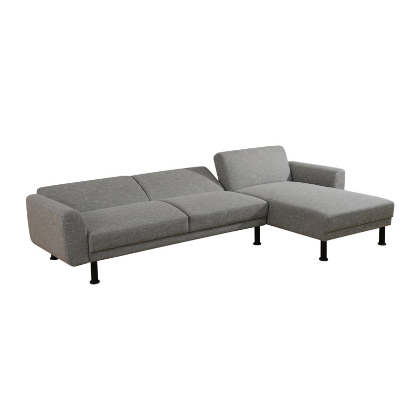 113" 2-Piece L-Shaped Convertible Sleeper Sectional, Gray Linen