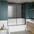 Single Sliding Bathtub Shower Door, 1/5-inch Clear Tempered Glass, Stainless Steel Handle, Black.