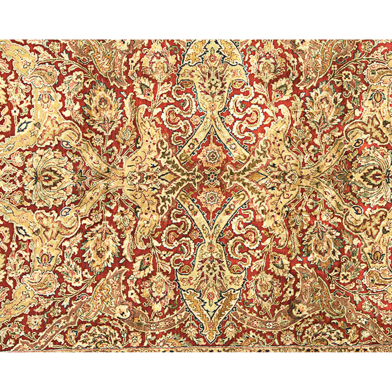 High-Quality Hand-Knotted Red And Blue Area Rug, Rectangle 8'3" x 9'11"