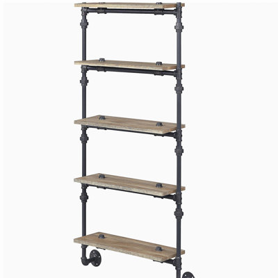 Oak and Sassafras Black Rectangular 5-tier Wall Shelf
