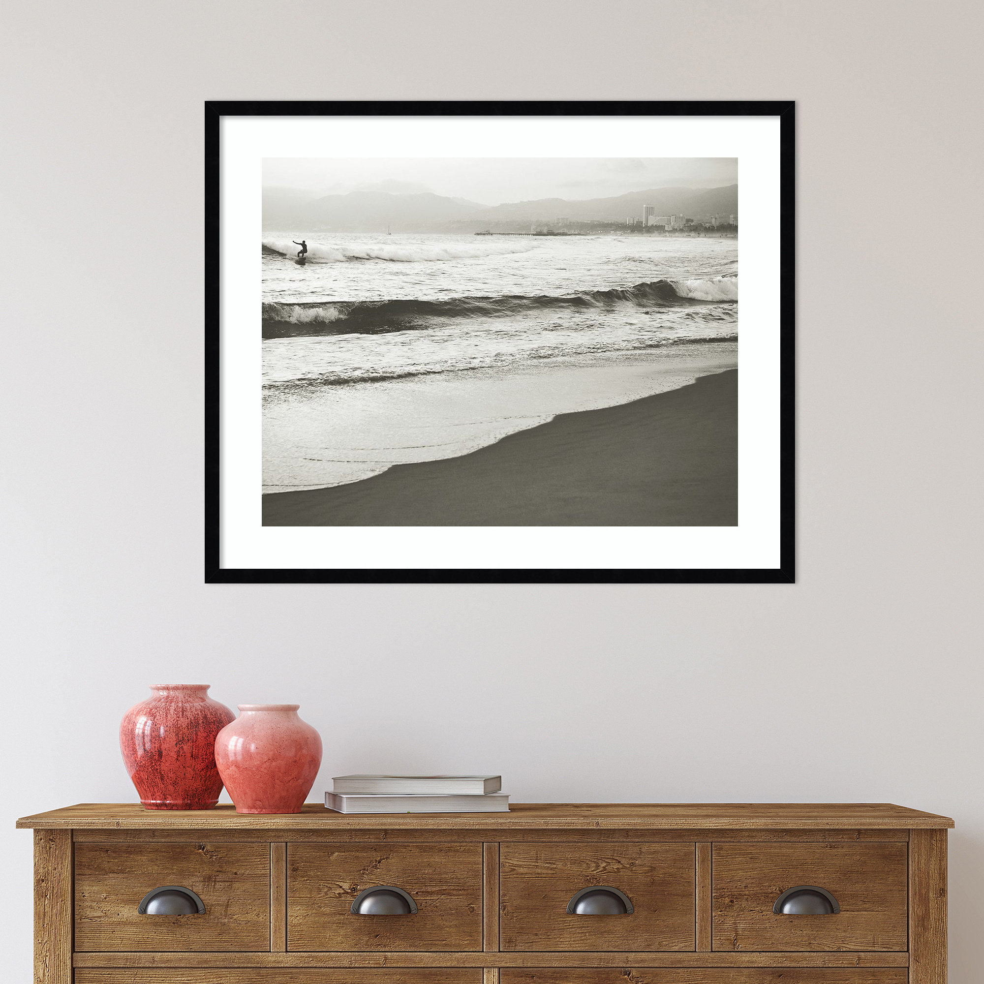 BW Surfer No. 1 by Myan Soffia, 27" H x 33" W, Black Framed