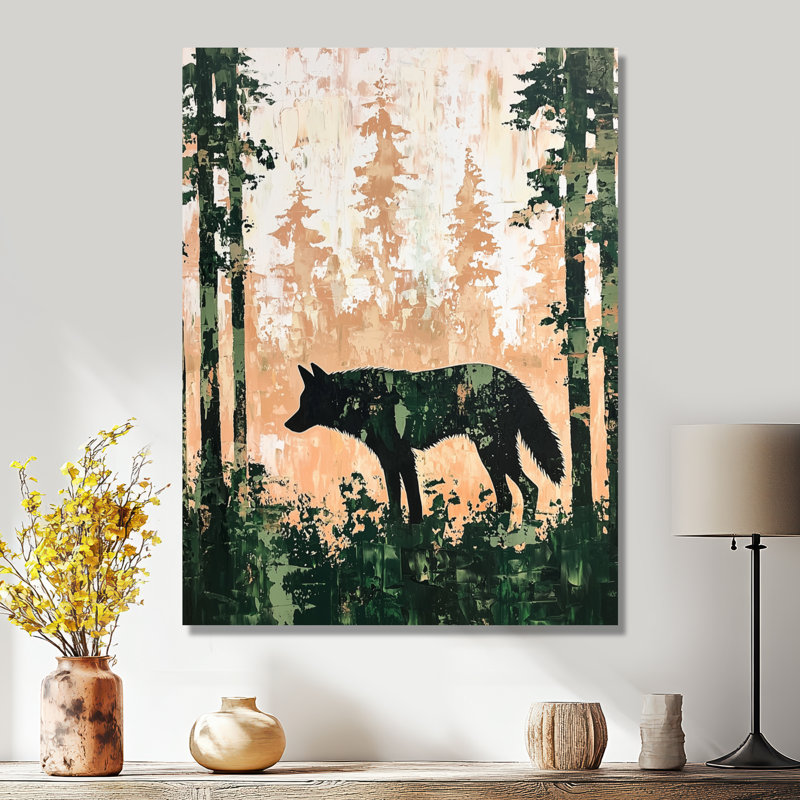 «Forest Wolf Guardian of the Woods I», reproduction d'art en métal animaux, loup, H 20 po x l 12 po