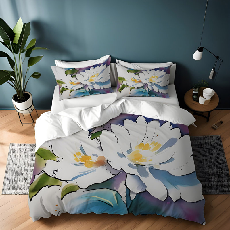 Ensemble de housse de couette , Housse de couette simple + 1 taie décorative pour