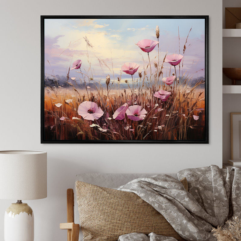 «Bloomed Flower Horizons II» sur toile, Cadre flottant noir, H 24 po x l 32 po x P 0,5 po