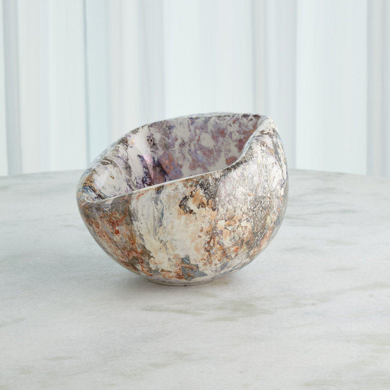 Handmade Ceramic Decorative Bowl, 9.75" H x 13.25" W x 13.25" D