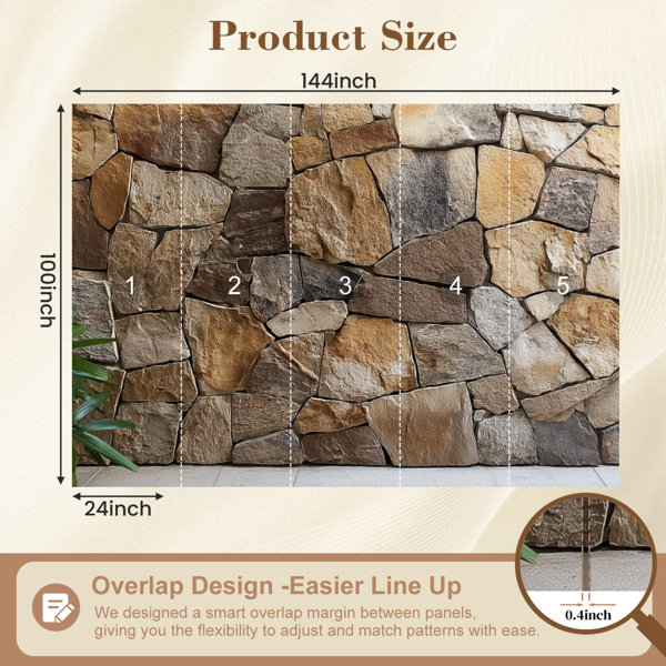 Red Barrel Studio Peel and Stick Wallpaper Texture stone wall Cladding ...
