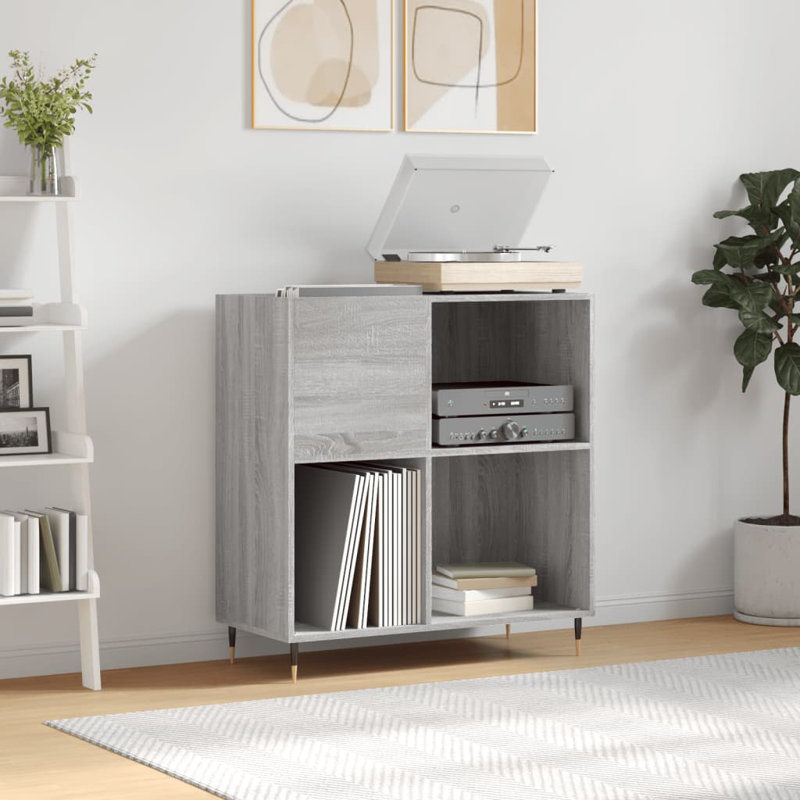 Record Cabinet 84.5 x 38 x 89 cm Engineered Wood, Grey Sonoma