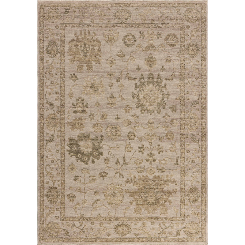Bungalow Rose Wrobel Dove / Forest Area Rug, Round 5'3"