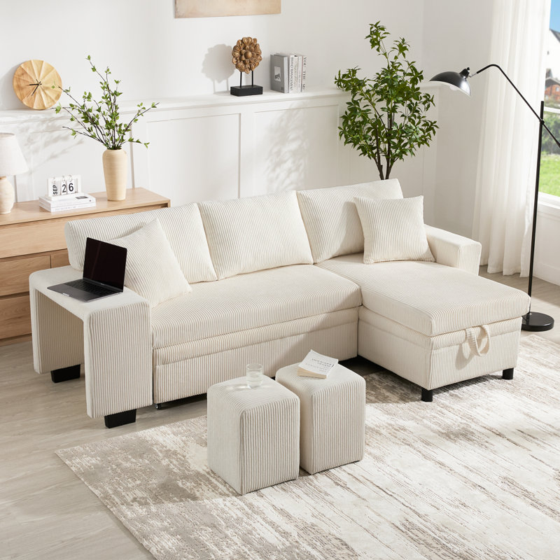 Sofa, Beige Corduroy