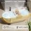 Baignoire autoportante de 63 po à surface solide, baignoire de trempage autoportante en résine d'ingénierie de luxe avec trop-plein et bonde escamotable