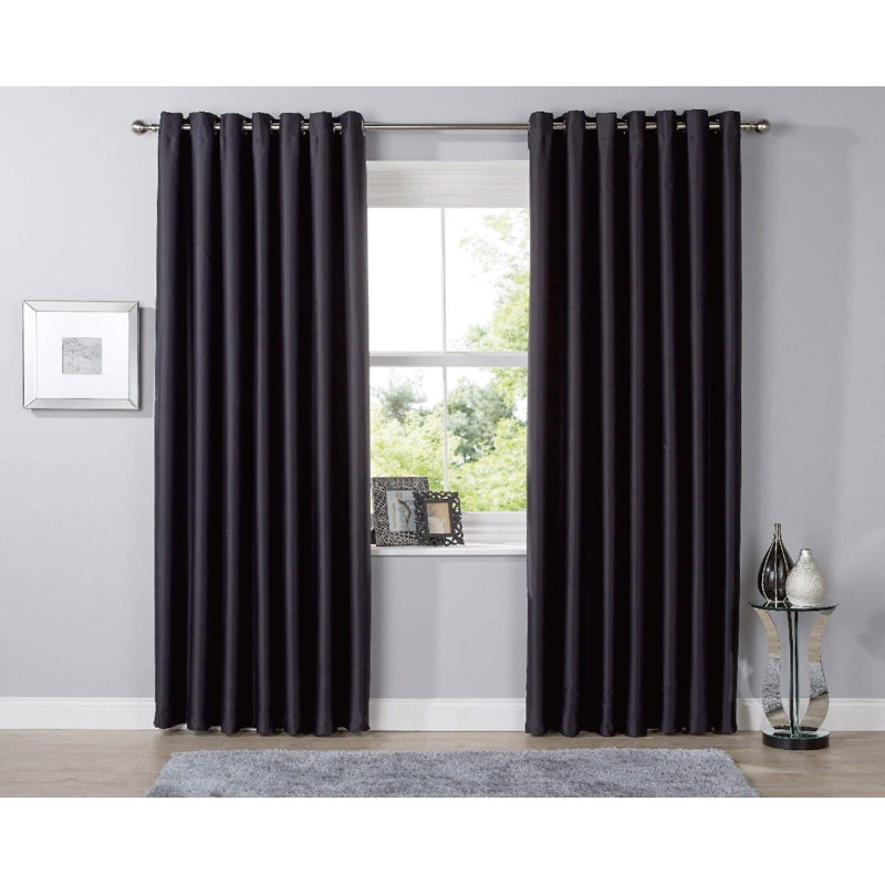Blackout Curtain Panel Pair, Black, 228cm Width x 167cm Drop