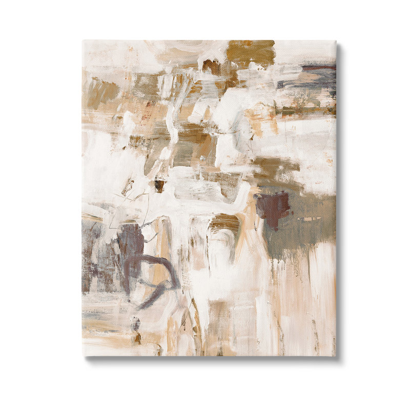 "Cadre beige à motif abstrait" par Lisa Ridgers sur toile, H 48 po x l 36 po