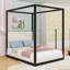 Lit plateforme à baldaquin en bois avec tête de lit-888531356-888531358