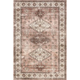 Haskett Oriental Machine Woven Polyester Area Rug in Brown
