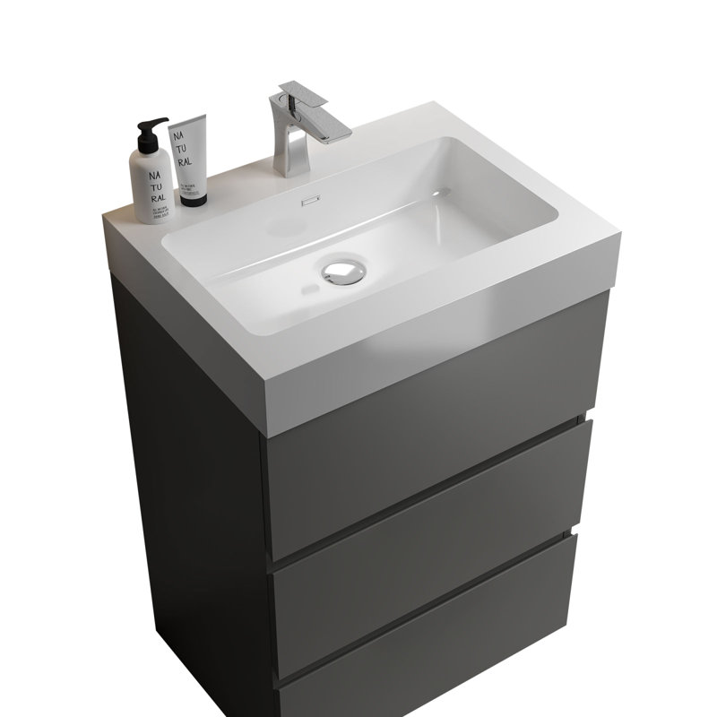 Ensemble de meuble-lavabo mural simple 24 po Ciria