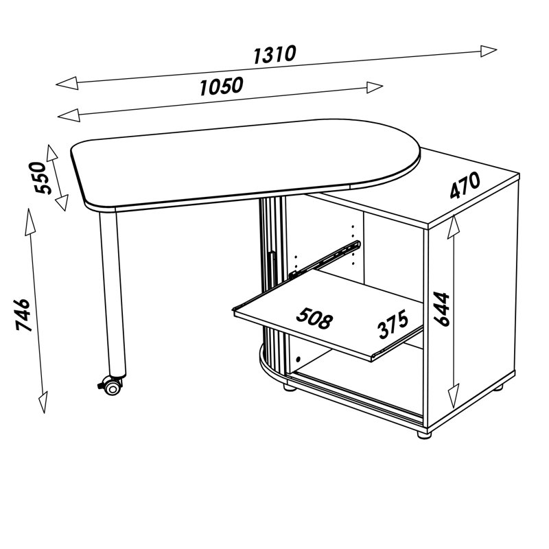 Oval Solid Wood Base Writing Desk, Aluminium