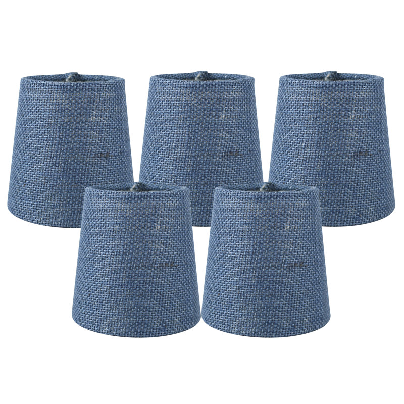 Ensemble de 5 abat-jour lustre bleu en toile de jute avec clip Meriville, 3,5 po x 4,5 po x 4,5 po, Bleu denim