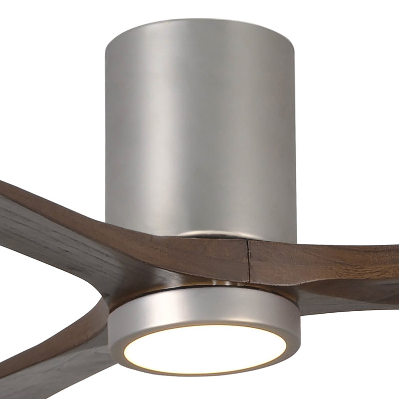 Olivier à 3 pales DEL standard avec ventilateur de plafond et ensemble d'éclairage inclus, Nickel brossé, Noyer, 52"