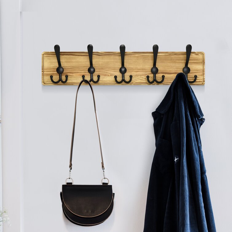 Gracie Oaks Alistar Solid WoodCoat Rack with 5 - Hook Wall Mounted