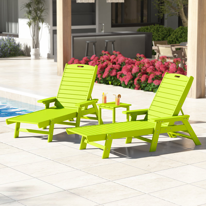Ensemble de 3 chaises longues inclinables Laguna, Lime