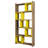 Modern Walnut & Yellow Bookshelf, 31.5 x 67.0 x 8.7 inches | 100% Melamine Coated Particle Board, Thickness: 0.7 inches | Numerous Shelves, Wall-Mountable Design, Stylish Storage Solution for Home & Office-794116147