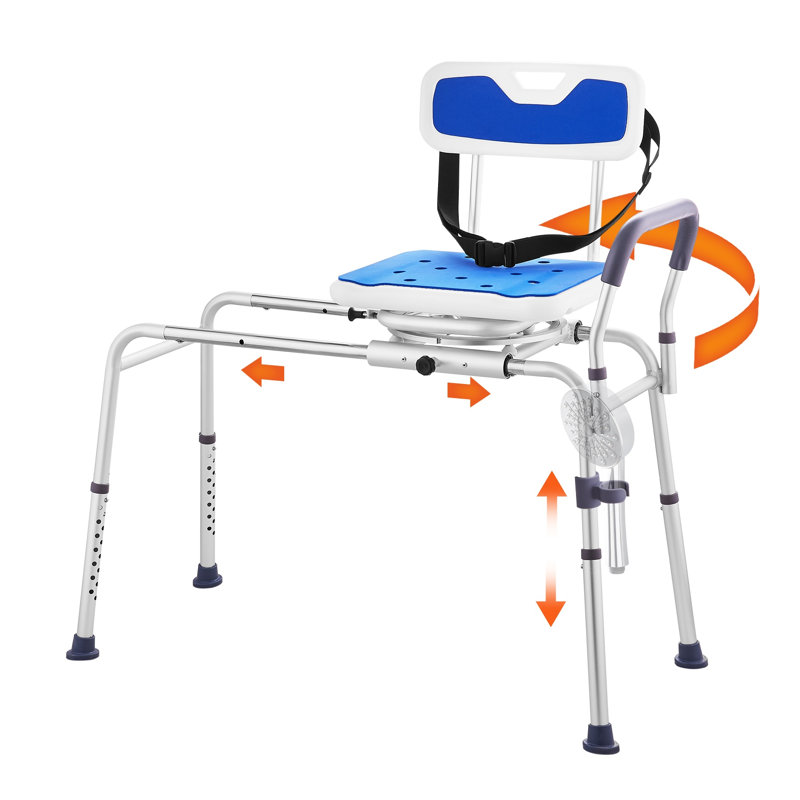 Banc de transfert de baignoire coulissant robuste avec siège pivotant à 360 ° - Chaise de douche réglable en aluminium pour personnes âgées et handicapées