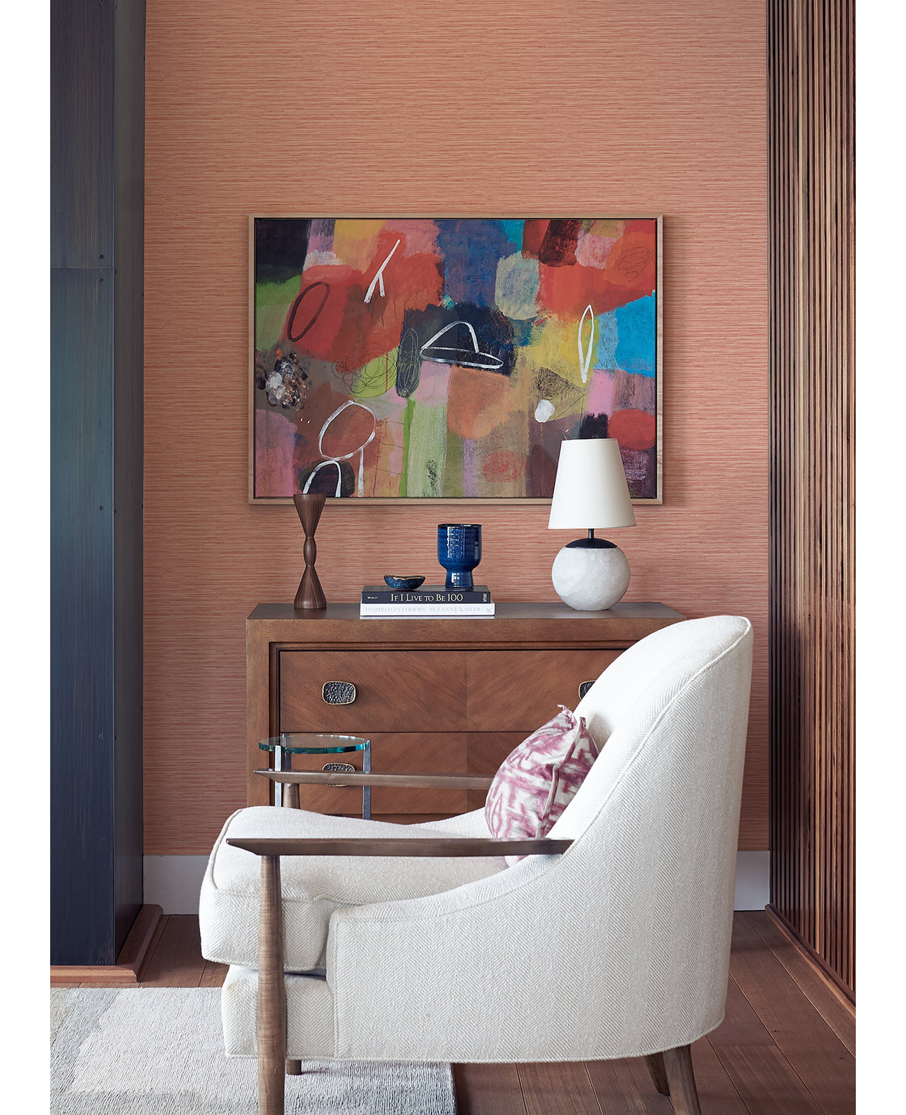 Harwell Vinyl Wallpaper Roll, Coral
