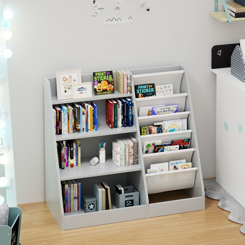 Maggiorina Bookcase, (4 Shelves) 80cm H x 90cm W x 40cm D, Grey
