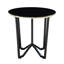 Table basse ronde et tables de bout, ensemble de 3 pièces, plateau en verre trempé noir, cadre en métal, meubles de salon modernes
