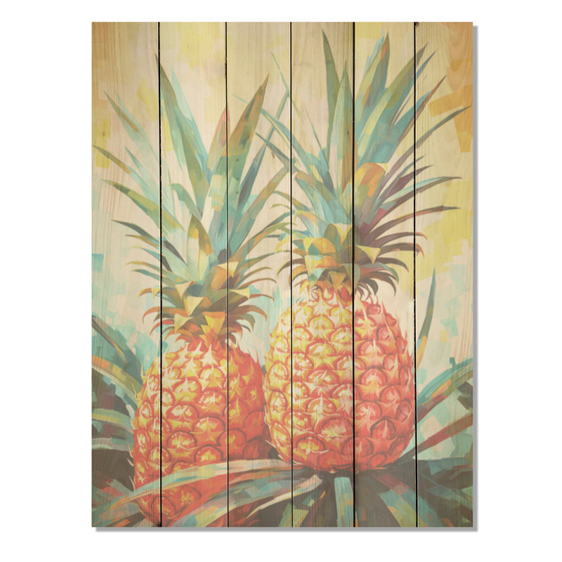 Ensoleillé, ananas, sérénade ensoleillée, art sur bois de pin naturel, H 40 po x l 30 po