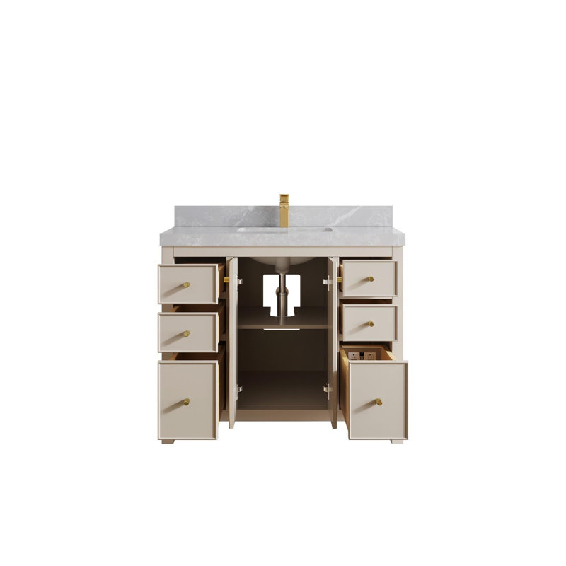 Meuble-lavabo simple 42 po avec plateau Chicago, Gris perle
