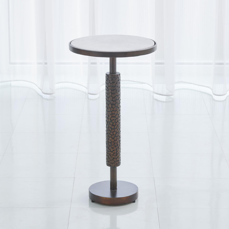 Hammered Martini Table, White/Bronze