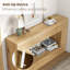Table console de 55 po, canapé de ferme à 2 niveaux avec rangement derrière le canapé, table d'entrée étroite pour salon, couloir, entrée, vestibule, naturel