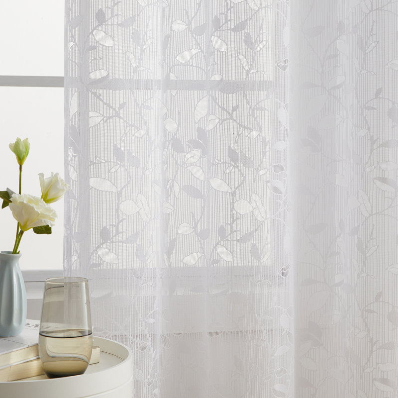 Floral Tailored Window Valance, White