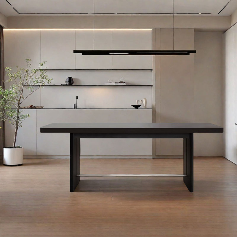 Table de salle à manger rétro noir et moderne, H 29,9 po x L 55,1 po x l 31,5 po