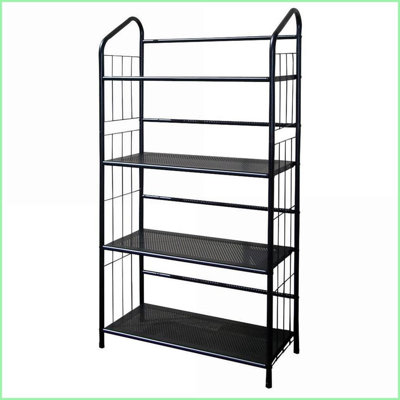 4-Tier Metal Bookshelf, 49” Tall | Black Finish | Metal Material