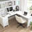 Paelynn 72” L-Shaped Sit to Stand Desk with Hutch, Adjustable Height, Storage, Modern Wood, White-1681726388